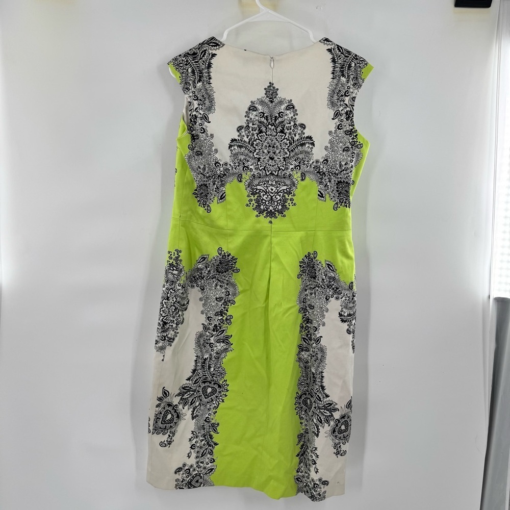 David Meister green and Black paisley Patterned Dress size 14 - Picture 4 of 9